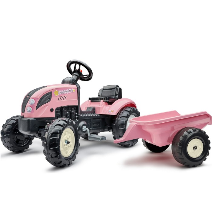 różowy traktor na pedały