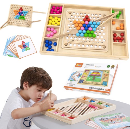 drewniana gra kulki złap i dopasuj Montessori