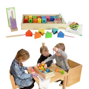 Drewniana Nawlekanka Sznurowanka Montessori