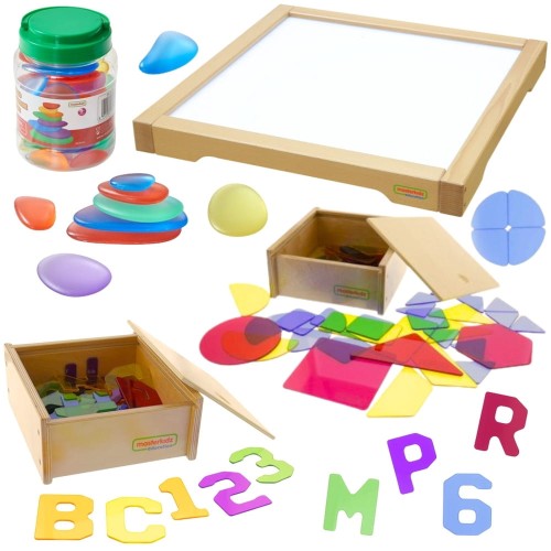 Sensoryczna skrzynia LED Masterkidz z akcesoriami do eksperymentów