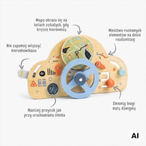 Drewniana Kierownica Edukacyjna 3+