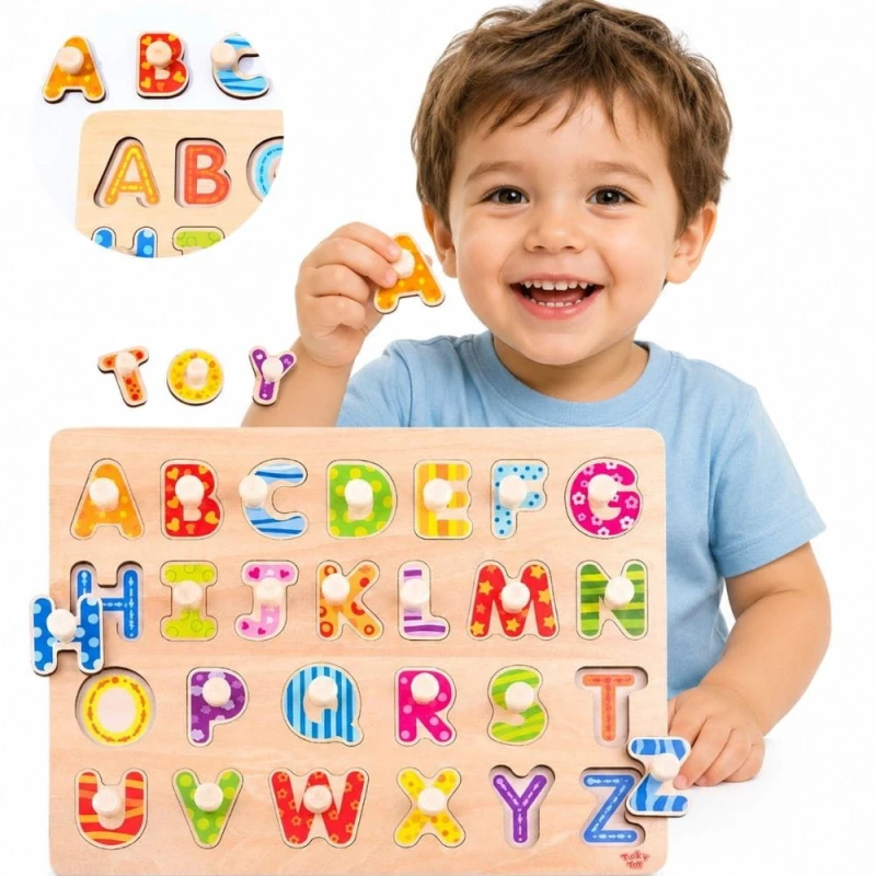 Puzzle Układanka Montessori z Pinezkami Alfabet