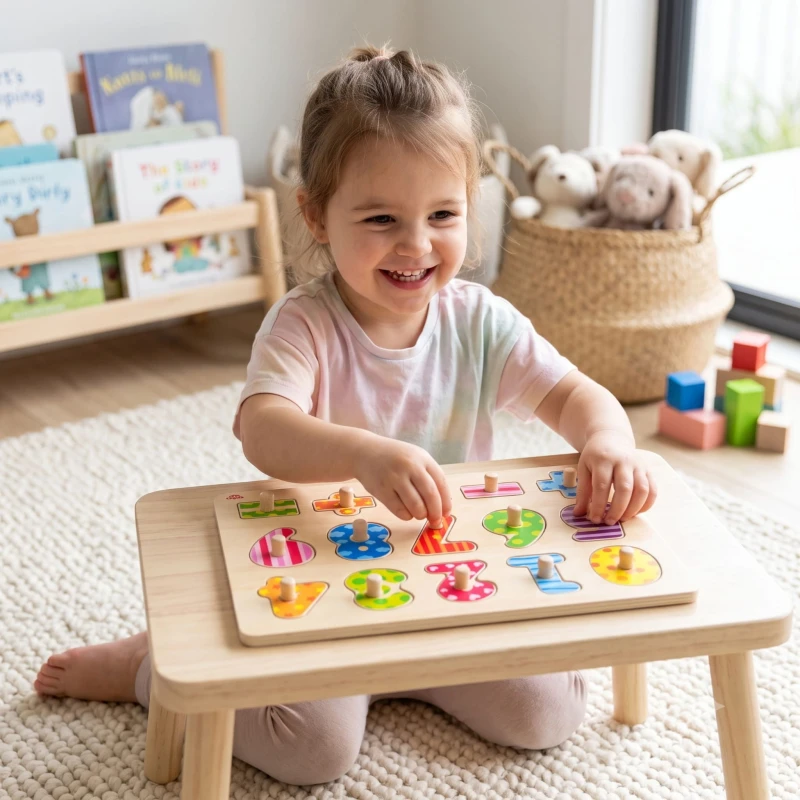 Drewniane Puzzle Nauka Liczenia Układanka Z Pinezkami Cyferki
