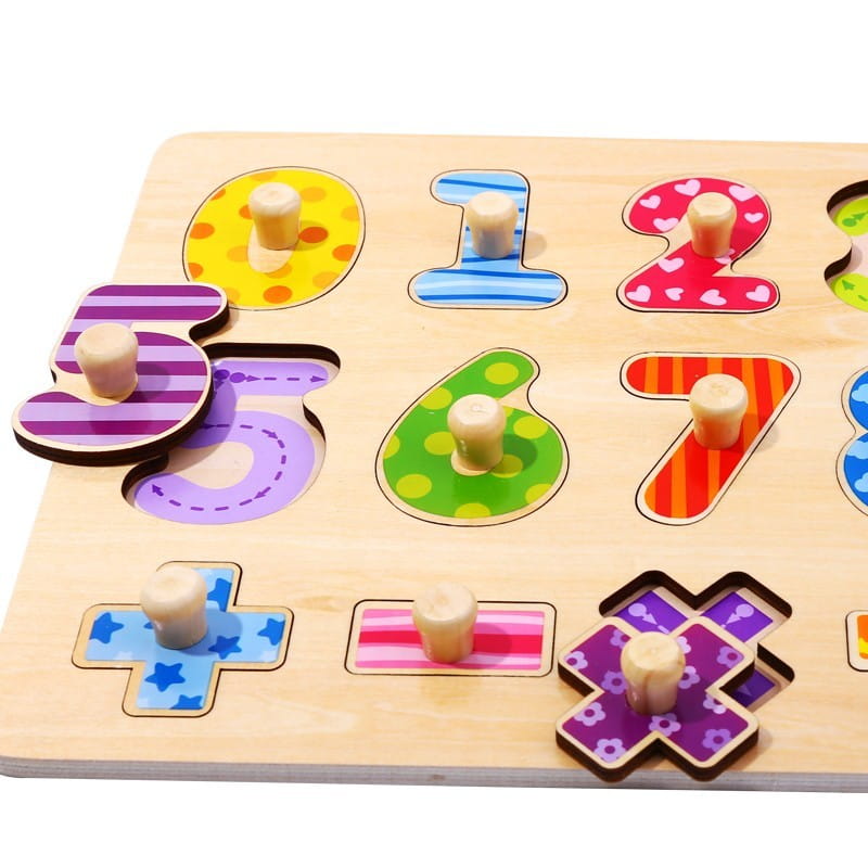 Drewniane Puzzle Nauka Liczenia Układanka Z Pinezkami Cyferki