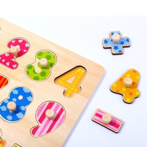 Drewniane Puzzle Nauka Liczenia Układanka Z Pinezkami Cyferki