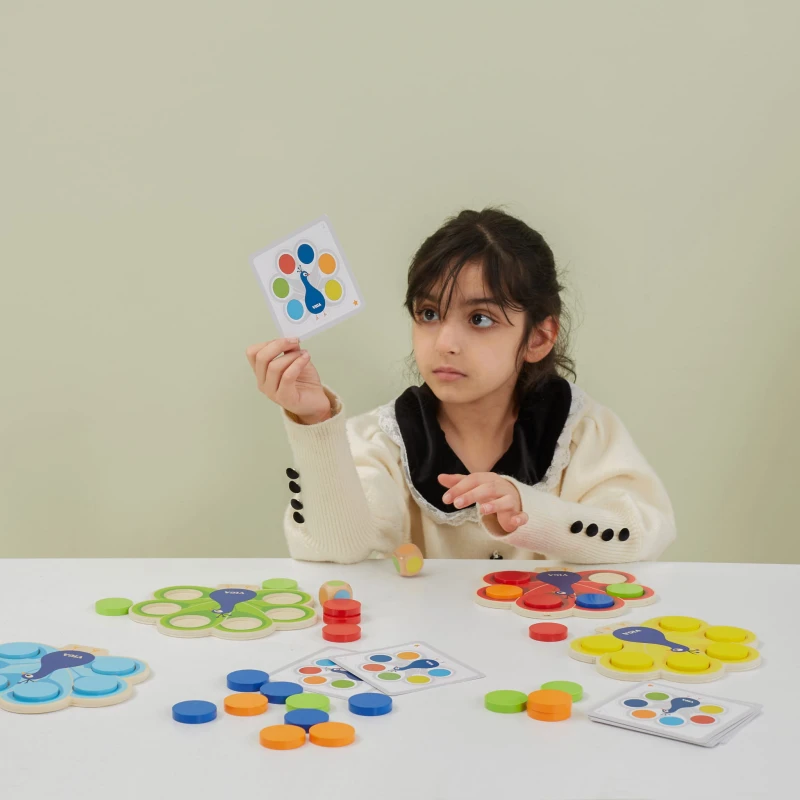 Drewniana Gra Dopasuj Kolory Pawi Ogon Montessori + Karty