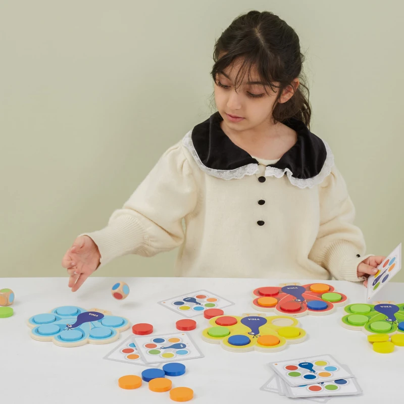 Drewniana Gra Dopasuj Kolory Pawi Ogon Montessori + Karty