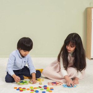 Drewniana Gra Dopasuj Kolory Pawi Ogon Montessori + Karty