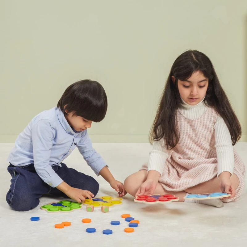 Drewniana Gra Dopasuj Kolory Pawi Ogon Montessori + Karty