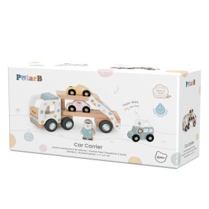 Drewniana Laweta Transporter 3 Samochodziki Autka Kierowca 18m+