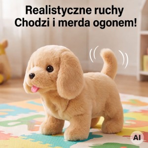 Interaktywny Brązowy Piesek na Smyczy z Akcesoriami