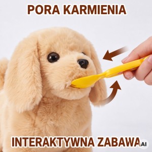 Interaktywny Brązowy Piesek na Smyczy z Akcesoriami