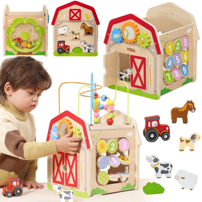 Drewniana Farma 7w1 - Kostka Edukacyjna